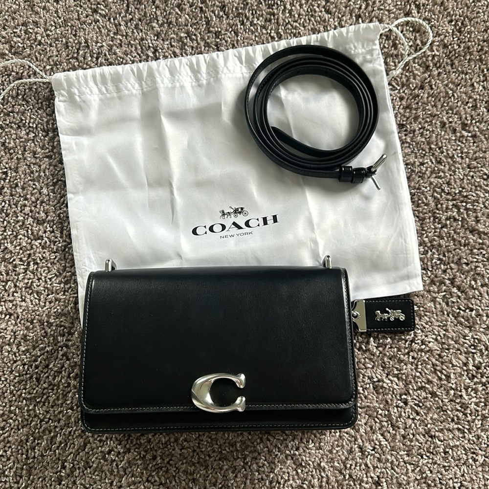 coach bandit shoulder bag - black leather